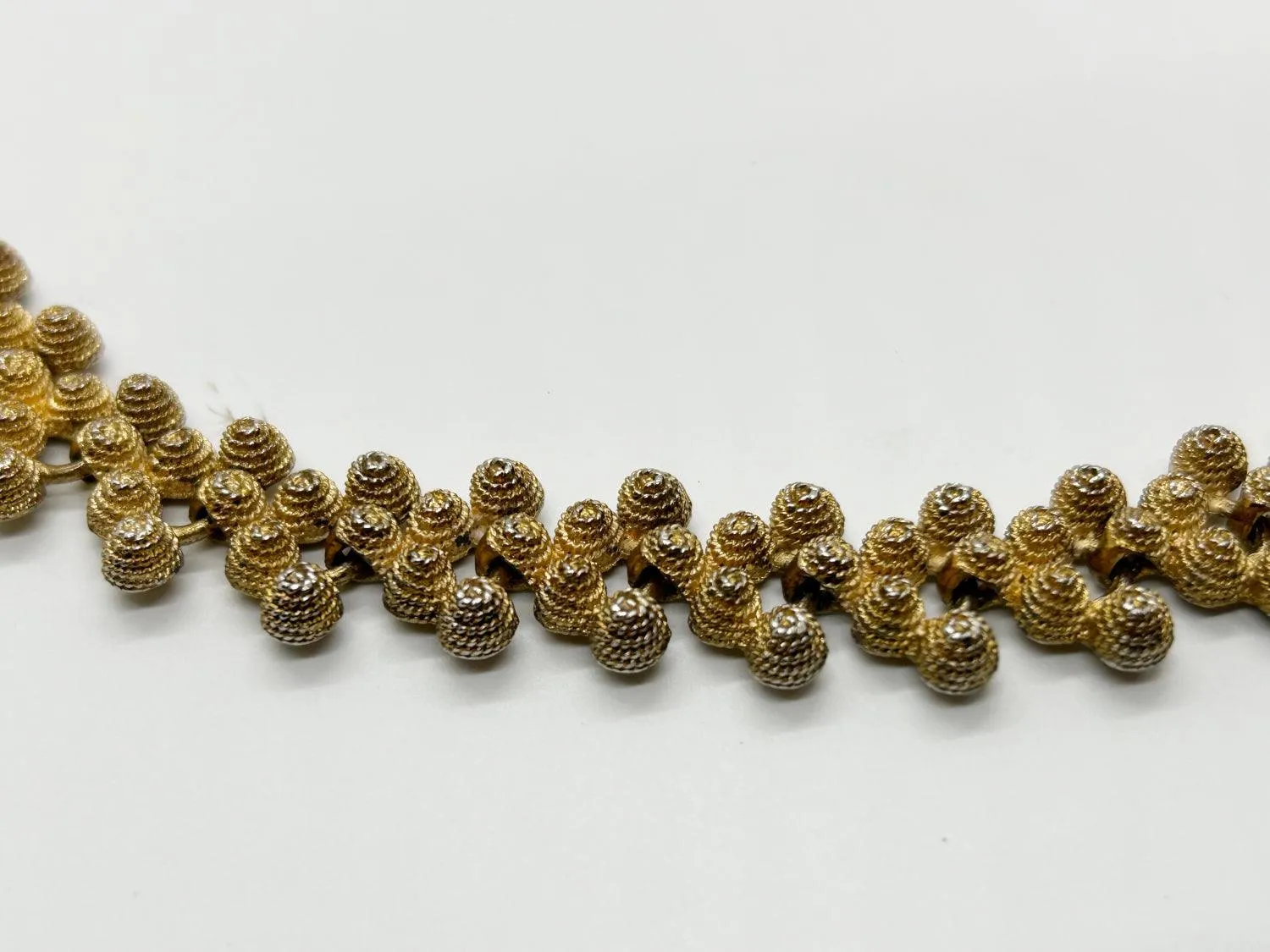 Textured Golden Bead Vintage Necklace