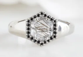 The Signet Ring with a .70ct Tourmaline in Quartz Hexagon