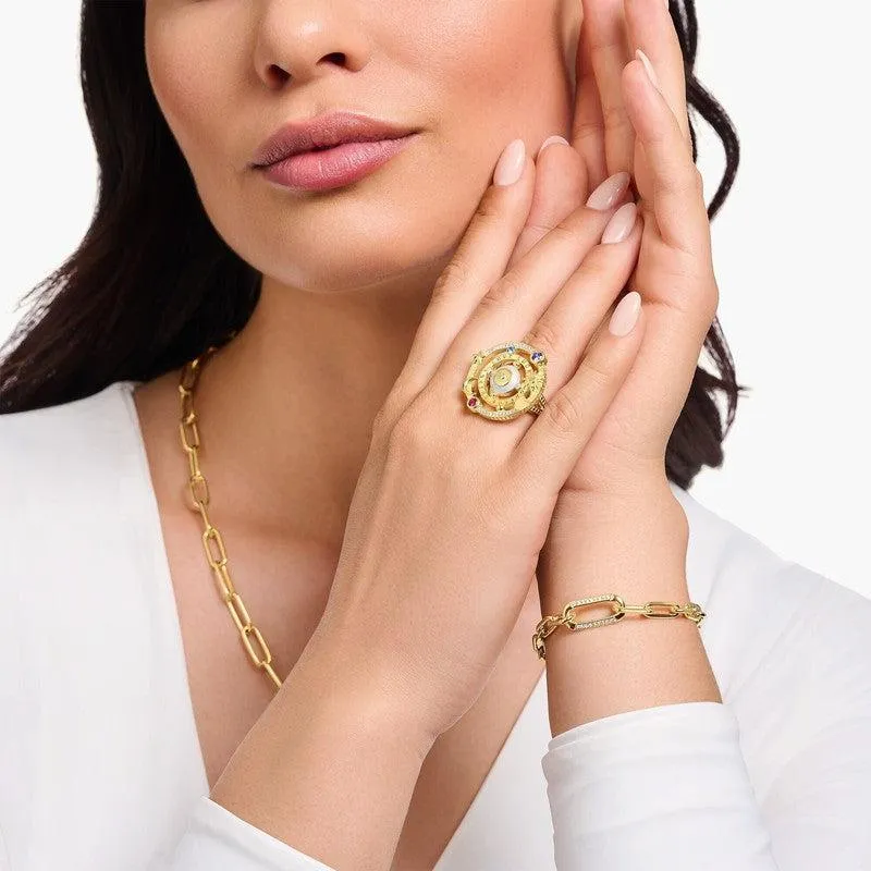 Thomas Sabo Yellow-Gold plated Cocktail Ring with Half-ball and Stones