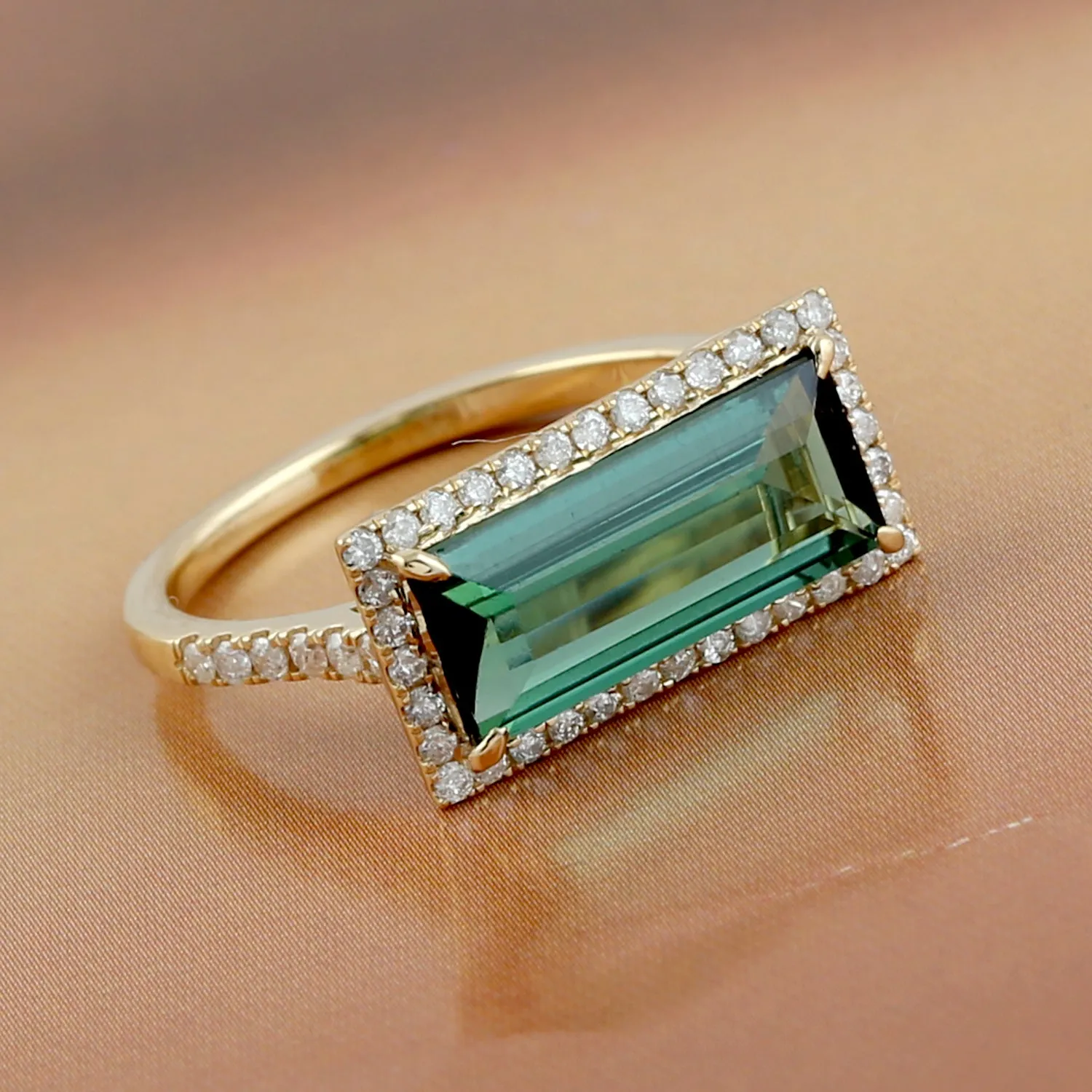 Tourmaline Cocktail Ring 18k Yellow Gold Diamond Jewelry