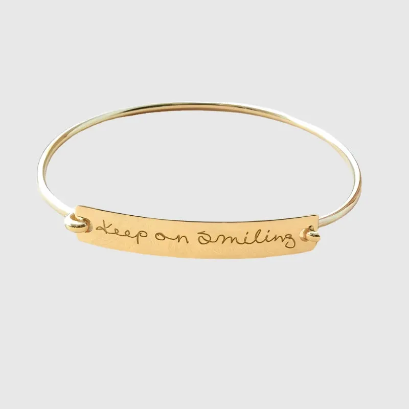 Unisex Personalized Laser Engraved Actual Handwriting Text Titanium Steel Bar Bracelet - Excellent Gift Idea