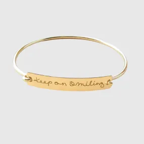 Unisex Personalized Laser Engraved Actual Handwriting Text Titanium Steel Bar Bracelet - Excellent Gift Idea