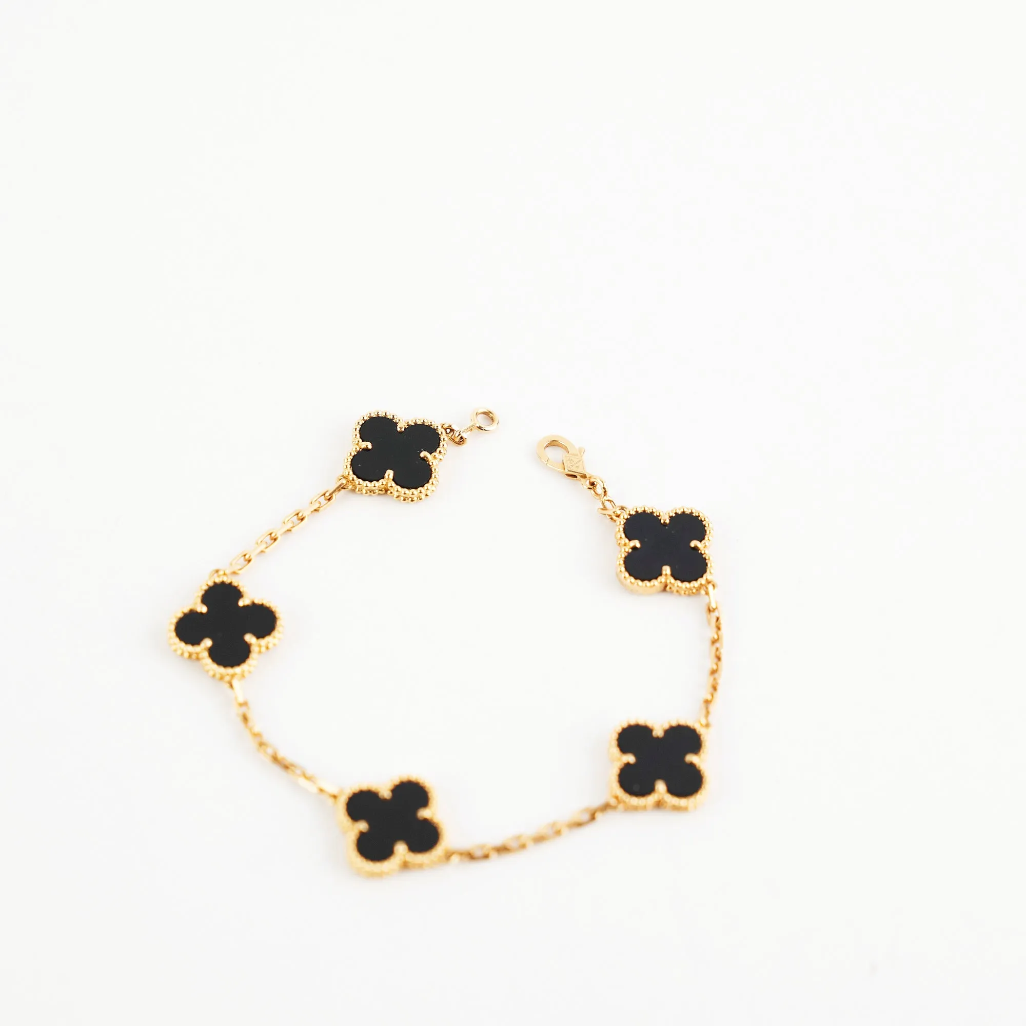 Van Cleef And Arpels Vintage Alhambra 5 Motifs Bracelet Onyx