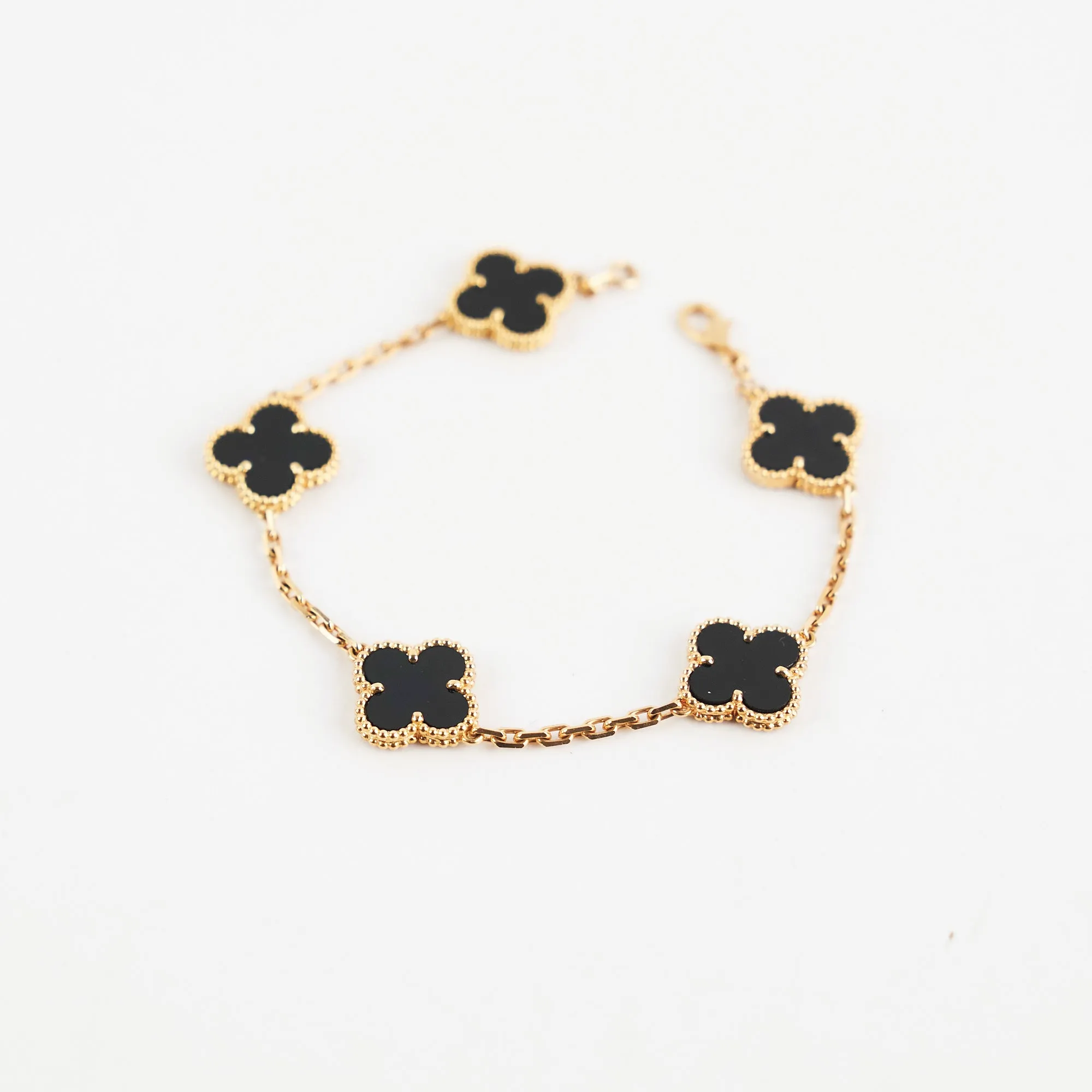 Van Cleef And Arpels Vintage Alhambra 5 Motifs Bracelet Onyx