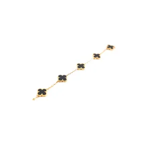 Van Cleef And Arpels Vintage Alhambra 5 Motifs Bracelet Onyx