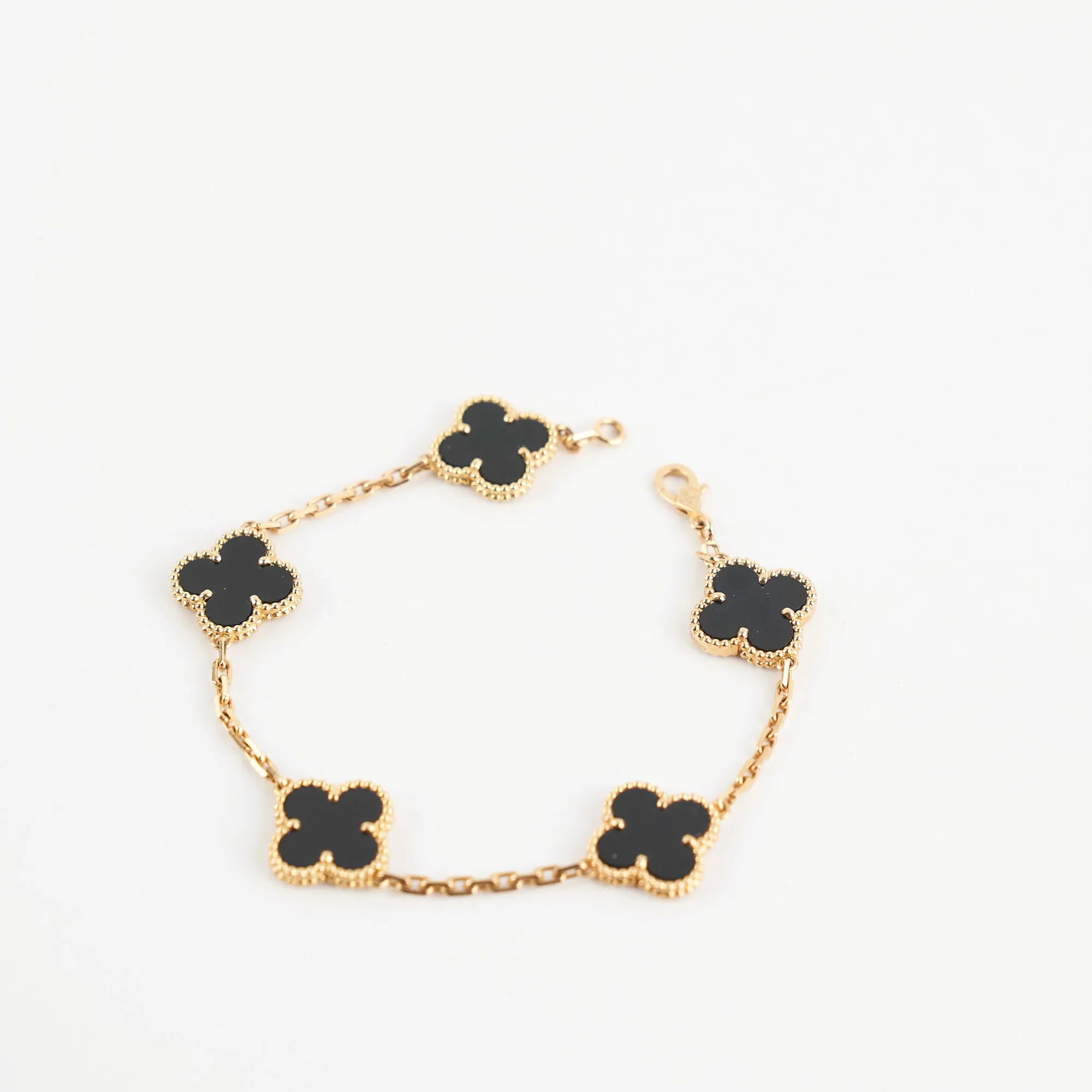 Van Cleef And Arpels Vintage Alhambra 5 Motifs Bracelet Onyx