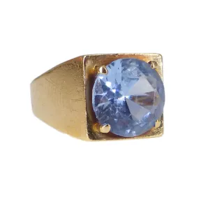 Vintage 9ct Gold Synethetic Blue Zircon Cocktail Ring