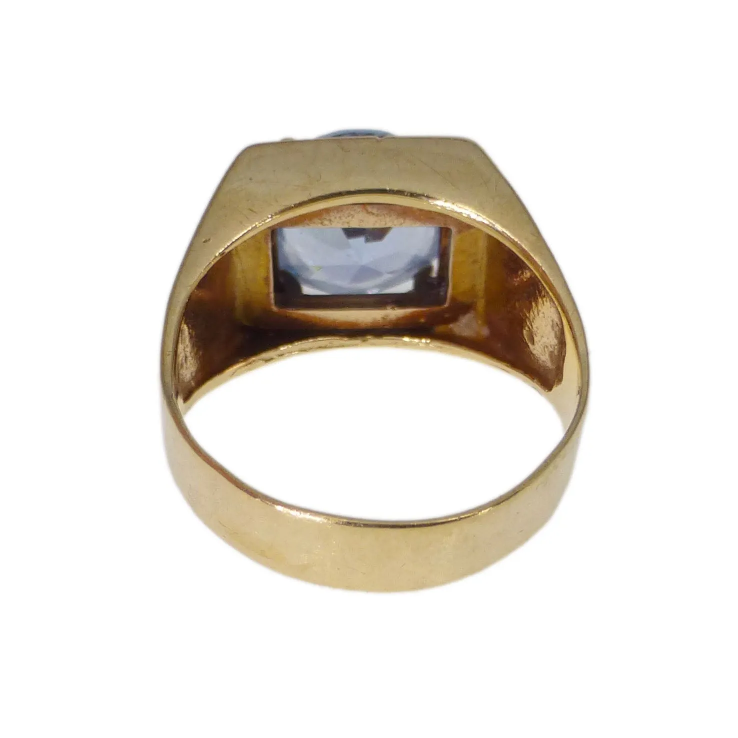 Vintage 9ct Gold Synethetic Blue Zircon Cocktail Ring