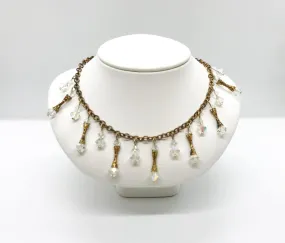 Vintage Crystal Necklace with Hourglass Bead Drops