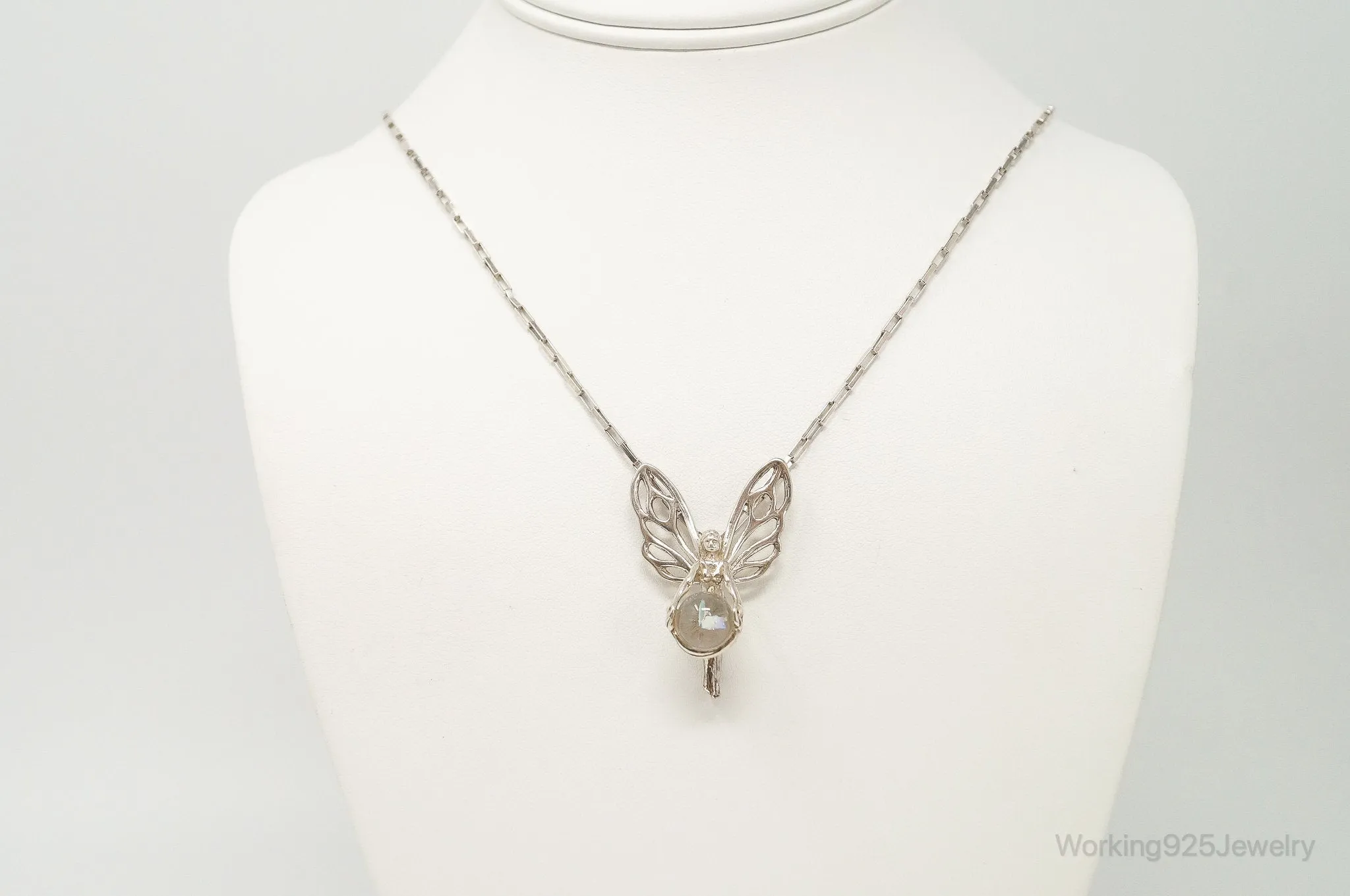 Vintage Fairy Glass Marble Sterling Silver Necklace
