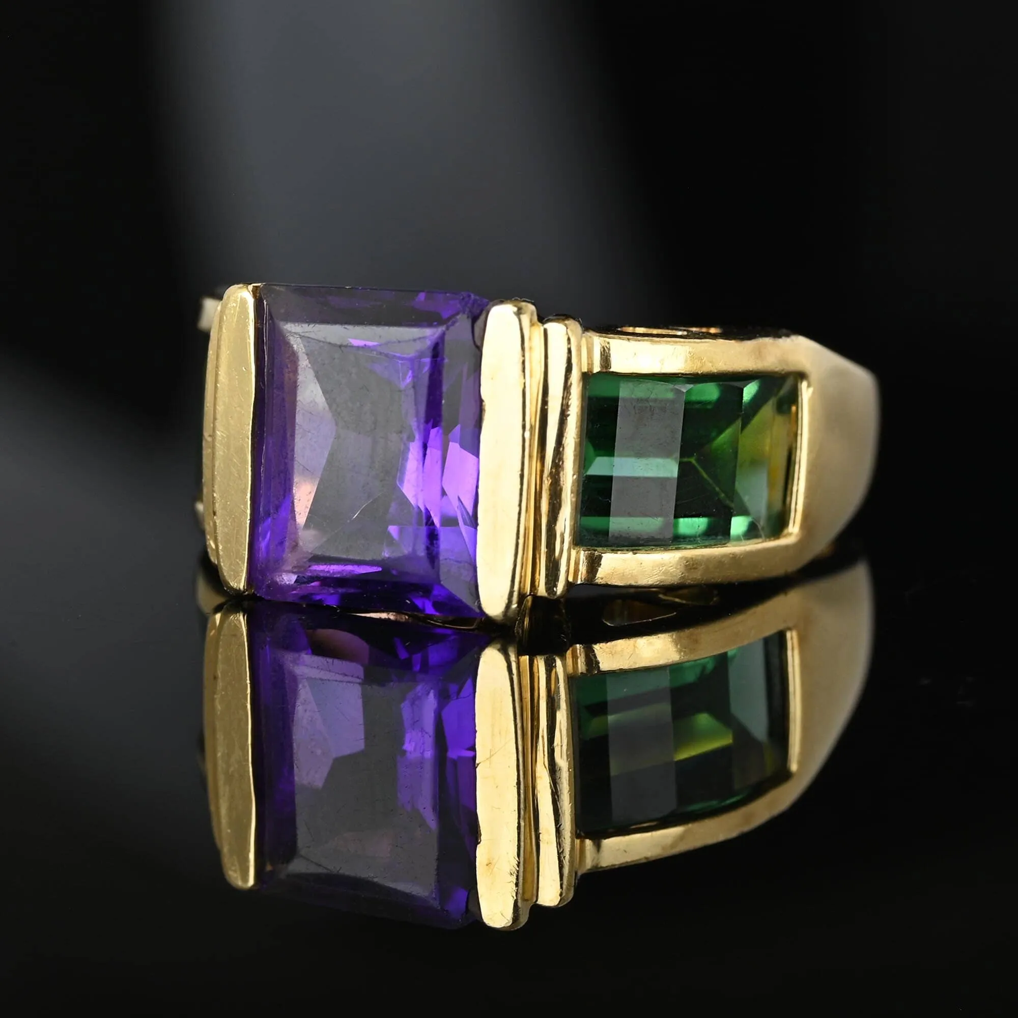 Vintage Fancy Cut Tourmaline Amethyst Cocktail Ring