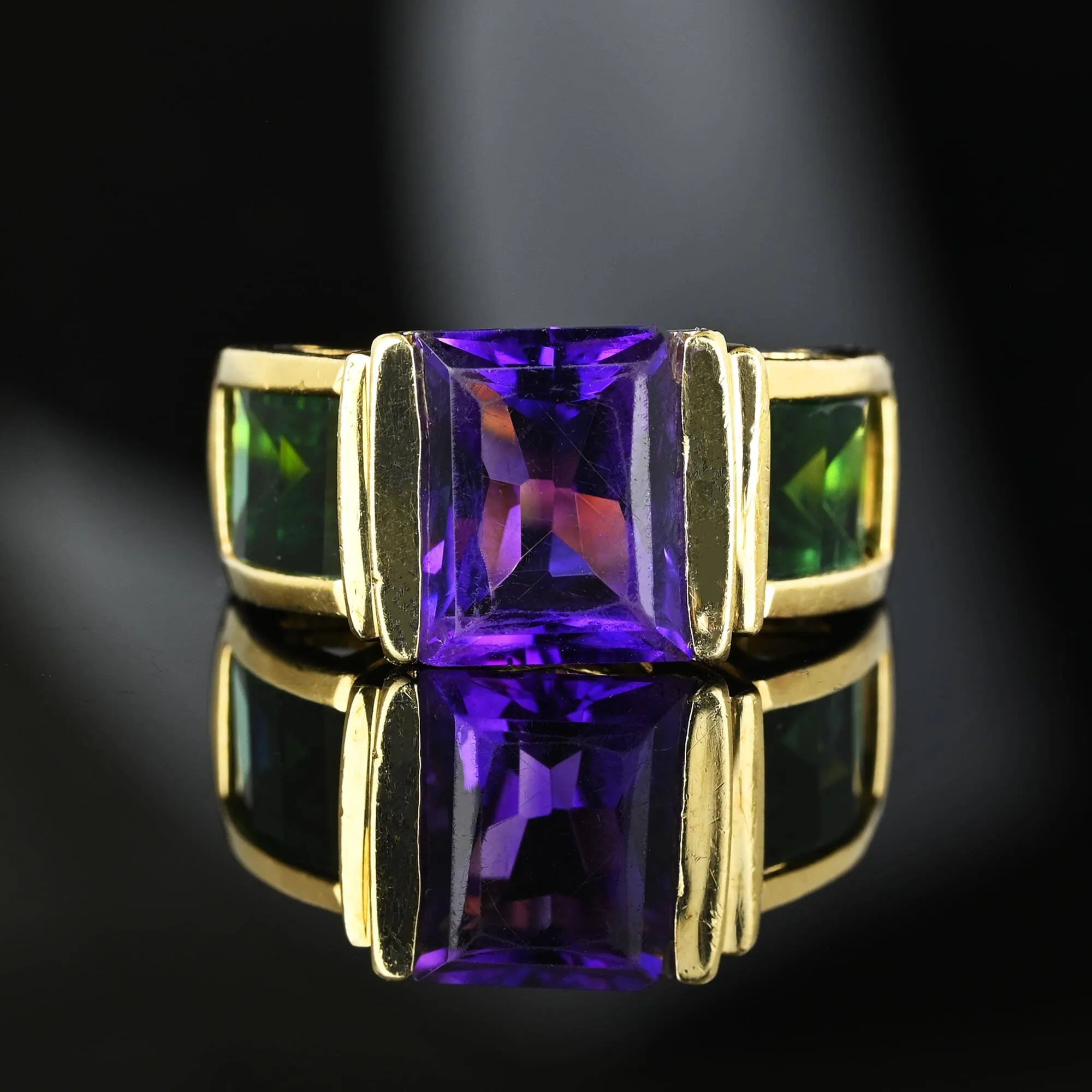 Vintage Fancy Cut Tourmaline Amethyst Cocktail Ring