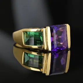 Vintage Fancy Cut Tourmaline Amethyst Cocktail Ring