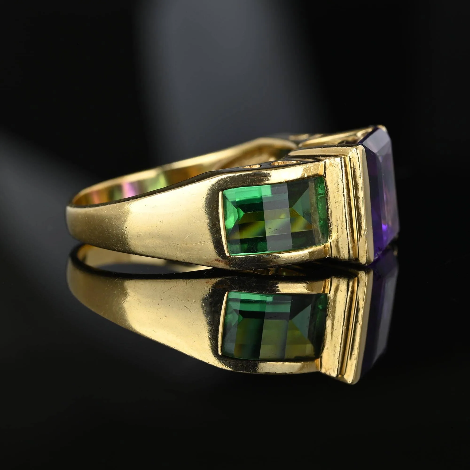Vintage Fancy Cut Tourmaline Amethyst Cocktail Ring