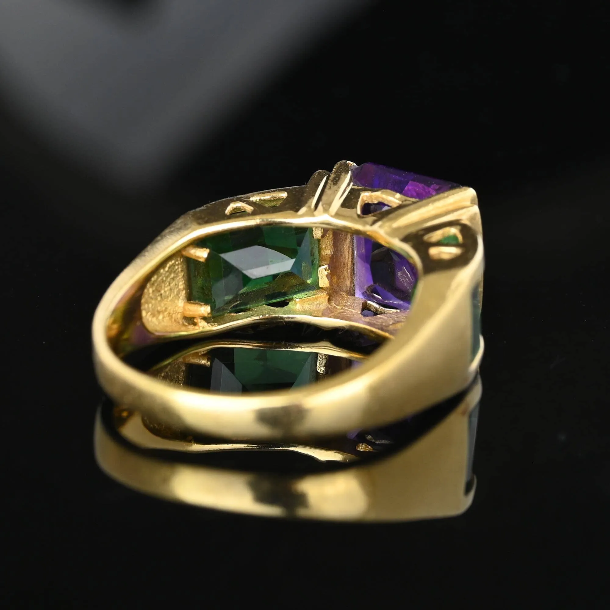 Vintage Fancy Cut Tourmaline Amethyst Cocktail Ring