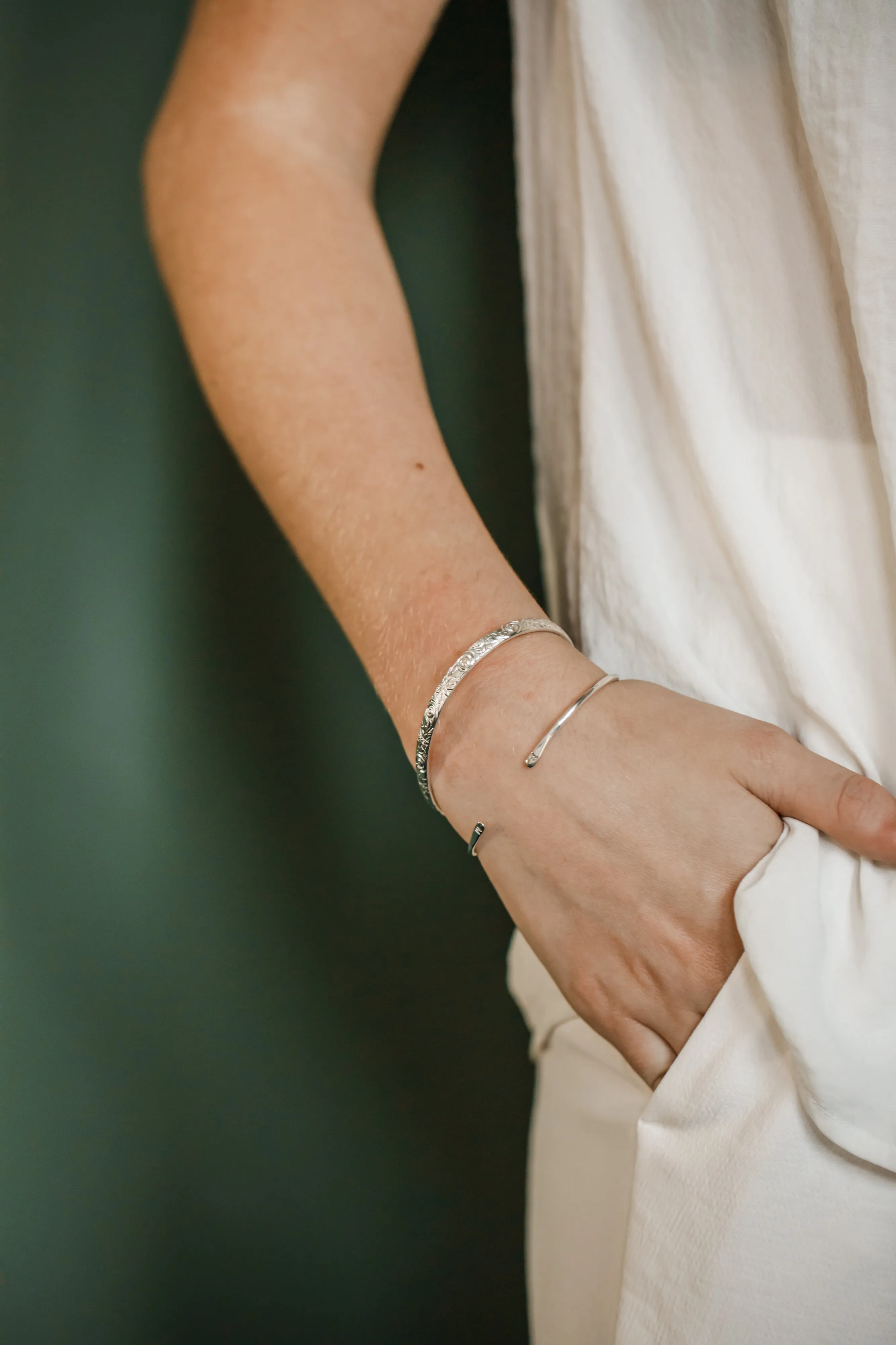 vintage floral cuff { silver   gold }