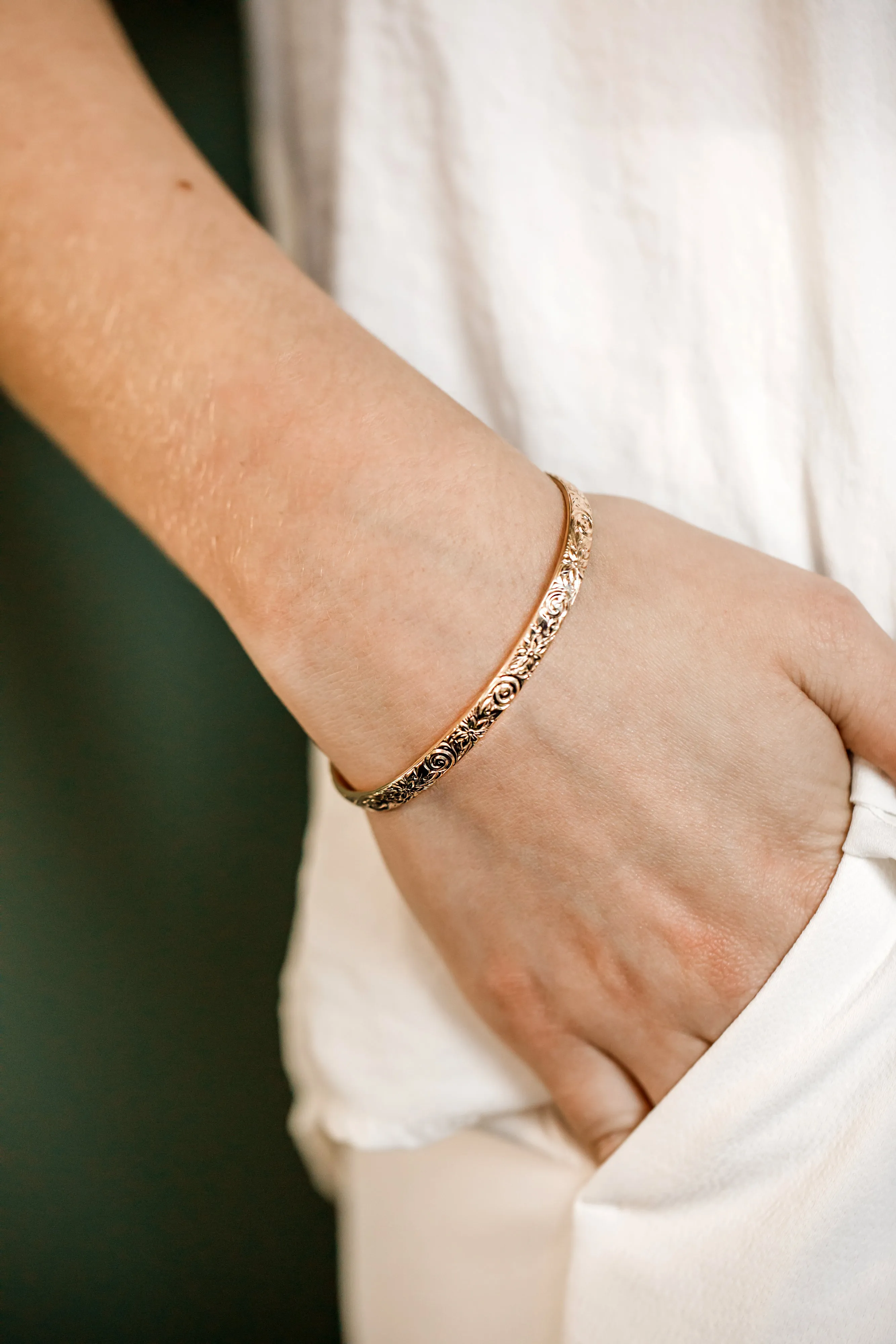vintage floral cuff { silver   gold }