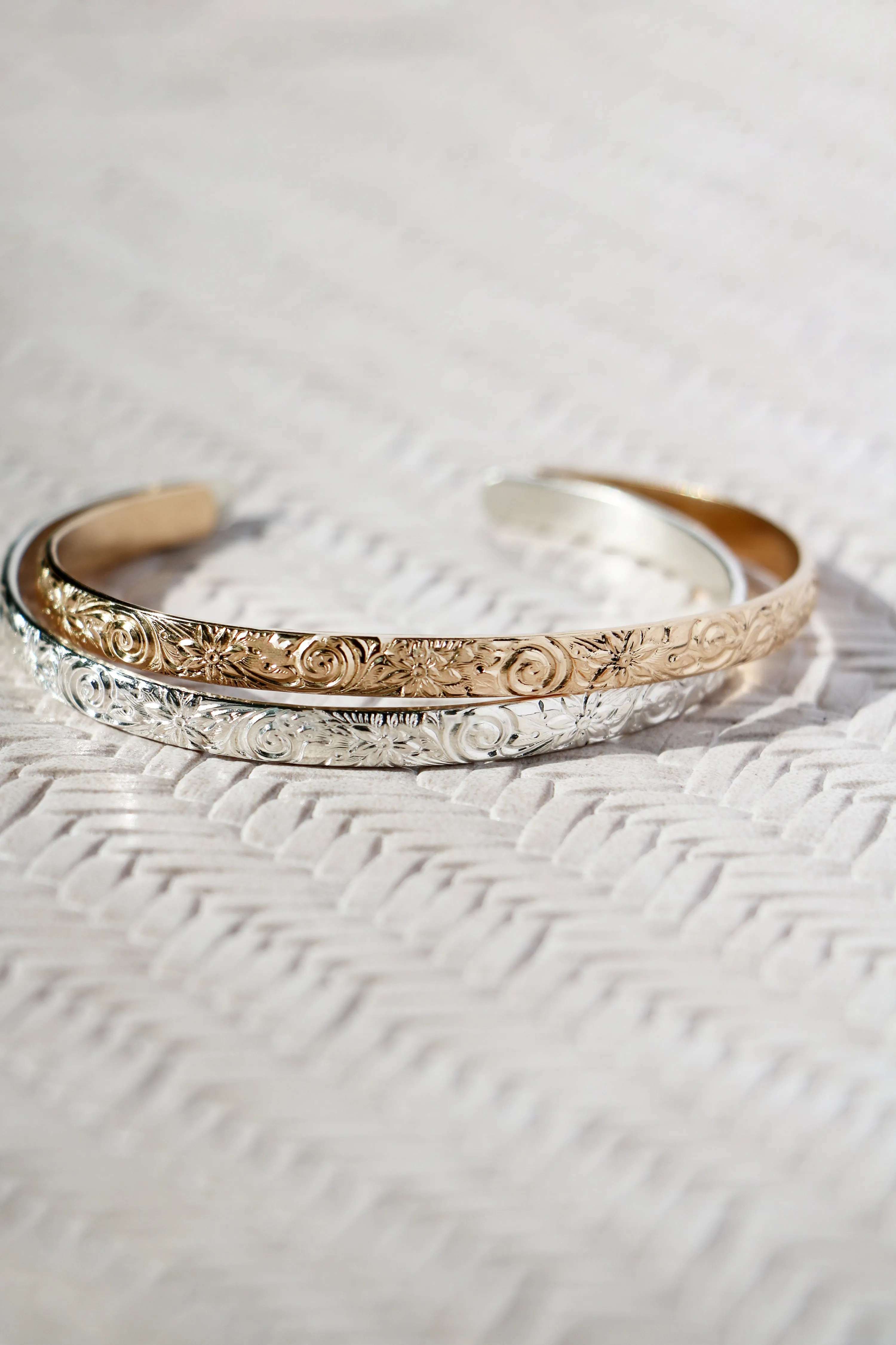 vintage floral cuff { silver   gold }