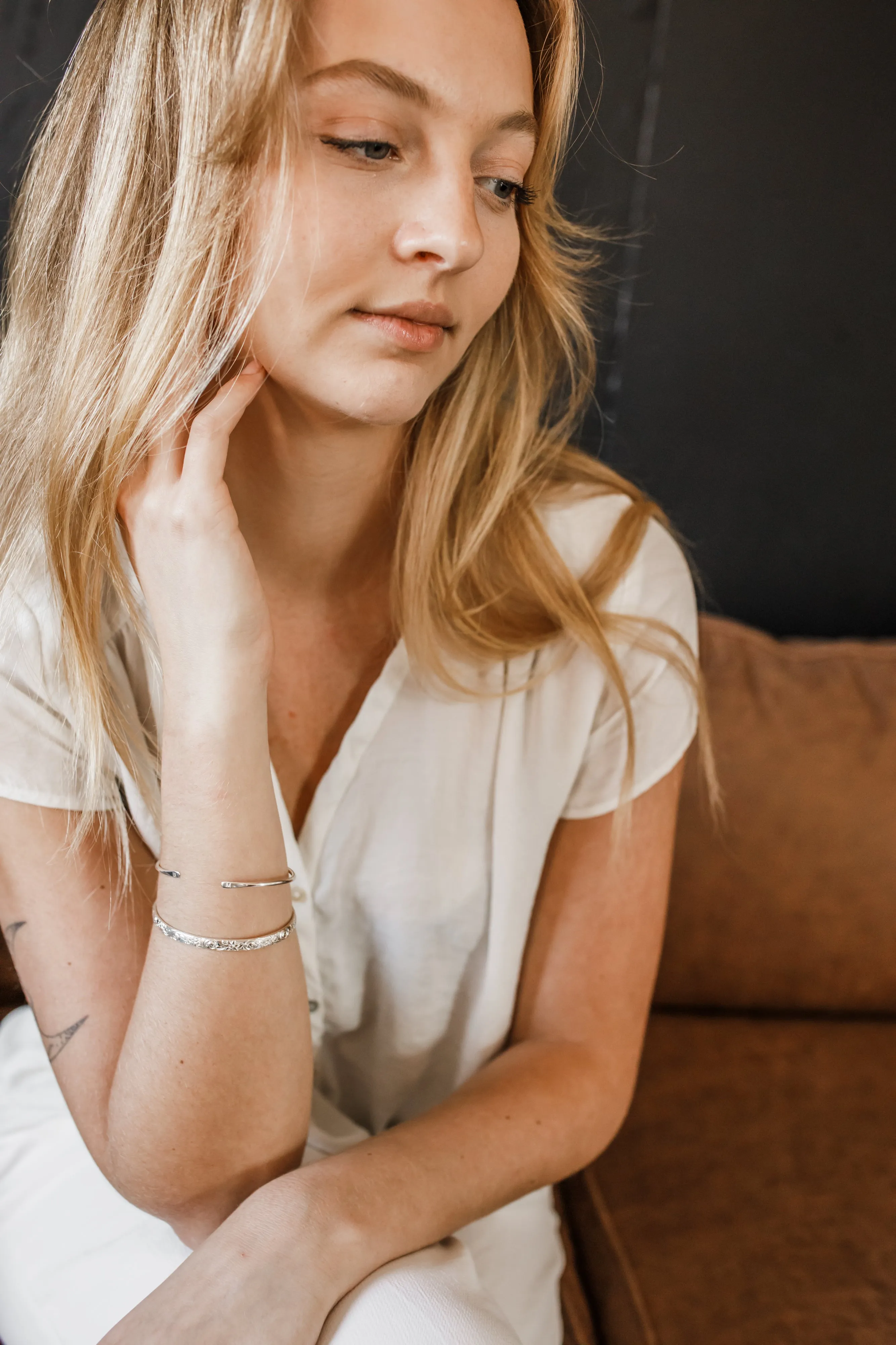 vintage floral cuff { silver   gold }