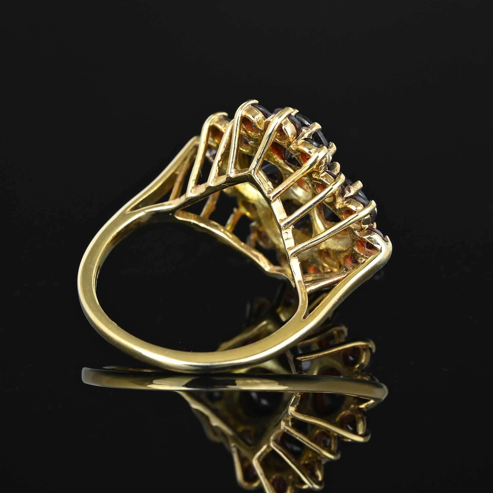 Vintage Gold Garnet Cluster Cocktail Ring