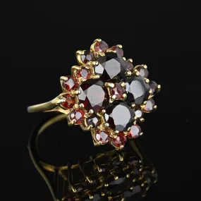 Vintage Gold Garnet Cluster Cocktail Ring