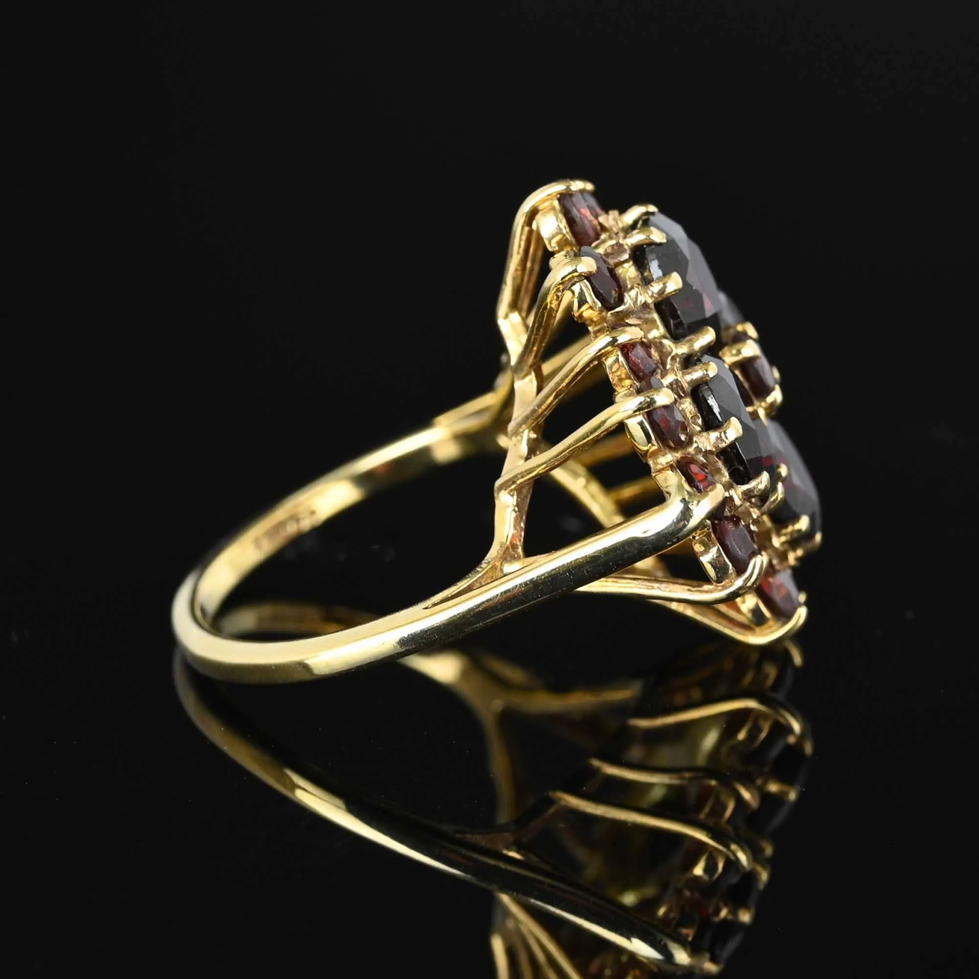 Vintage Gold Garnet Cluster Cocktail Ring