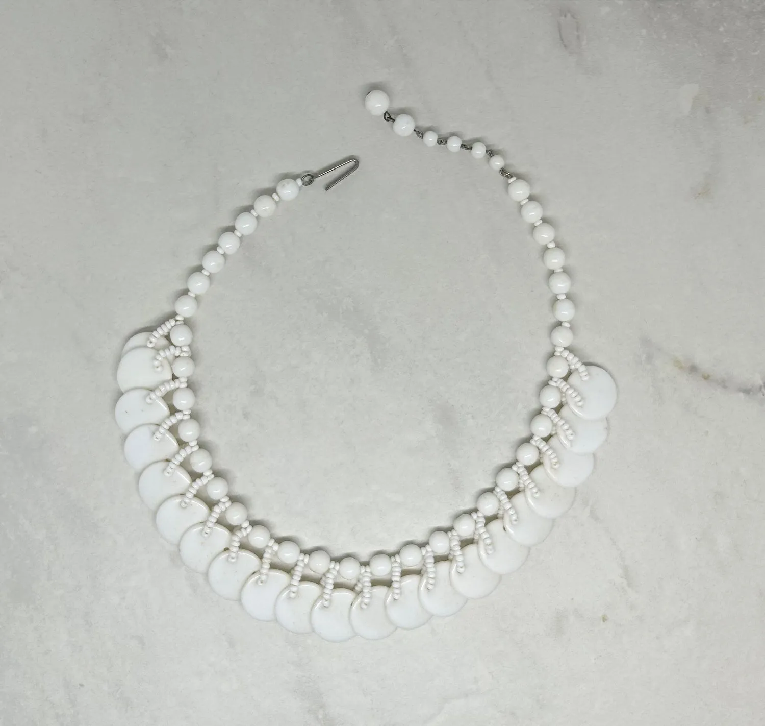 Vintage Milk Glass Beaded Necklace From Germany