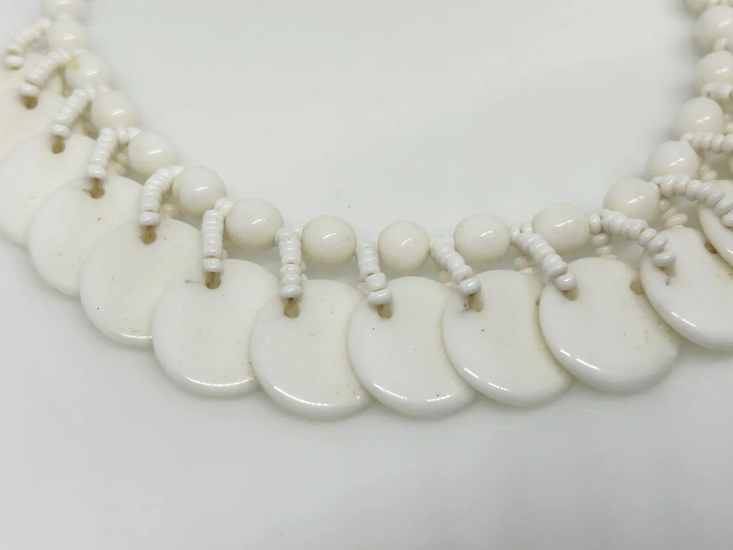 Vintage Milk Glass Beaded Necklace From Germany