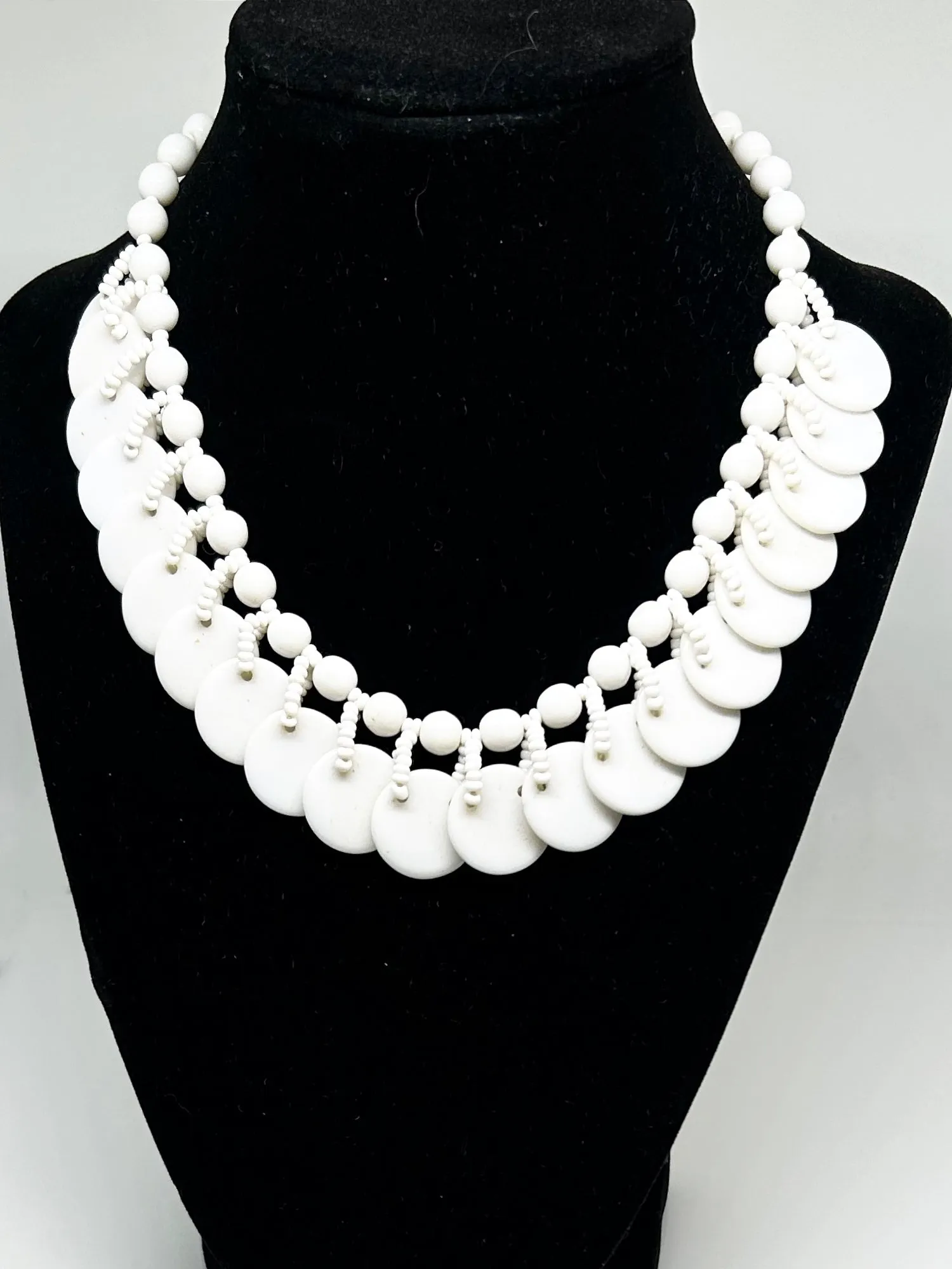 Vintage Milk Glass Beaded Necklace From Germany