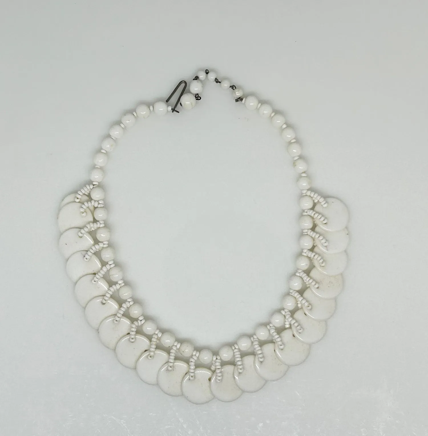 Vintage Milk Glass Beaded Necklace From Germany