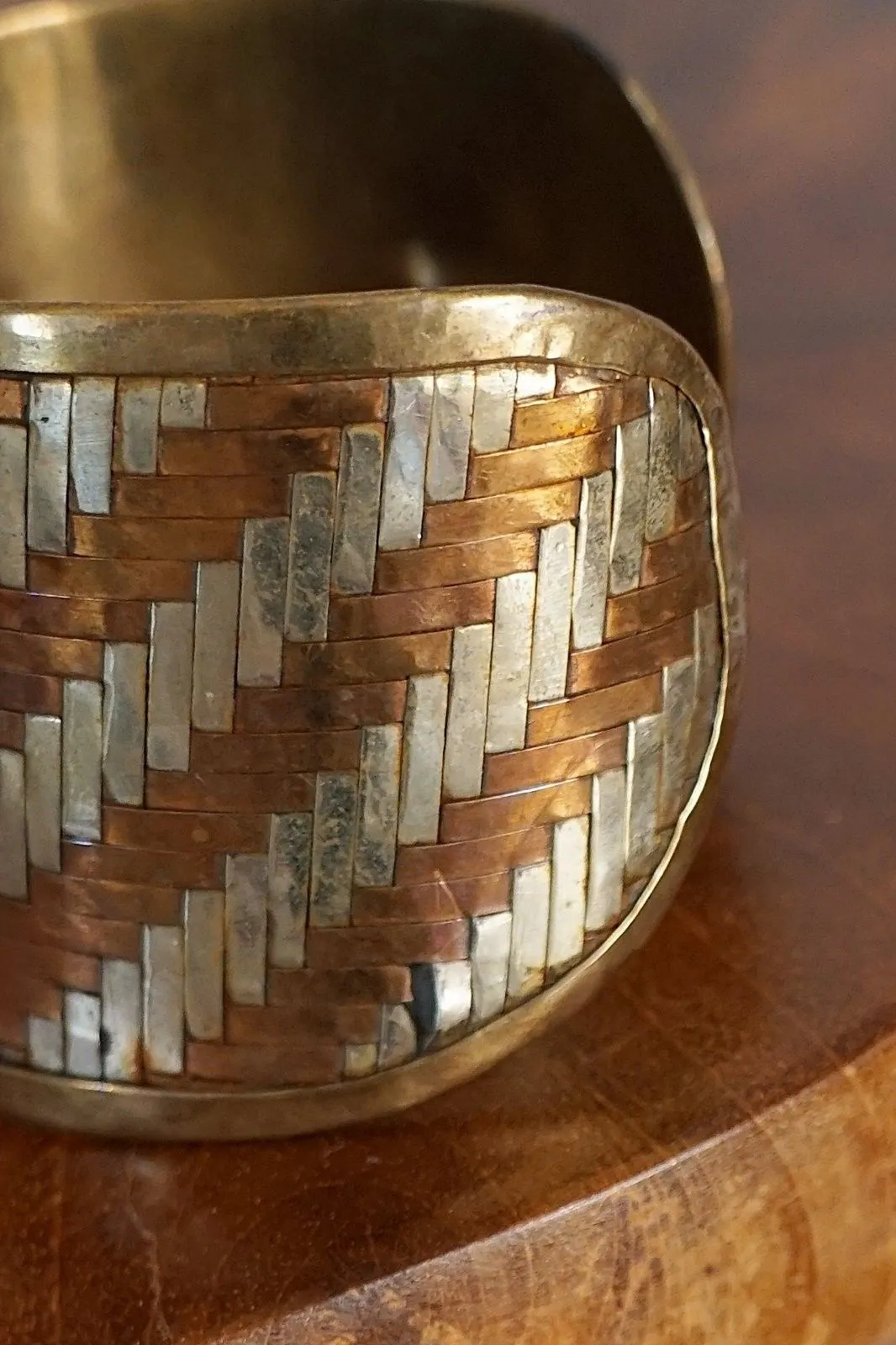 Vintage Mixed Metals  Woven Cuff Bracelet