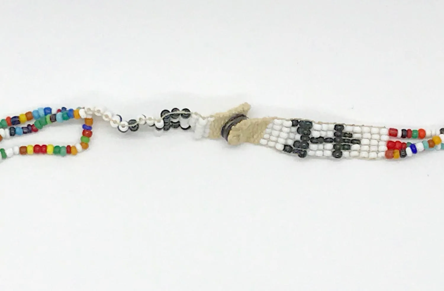 Vintage Native American Glass Seed Beaded Fringed Tassel Necklace (3)