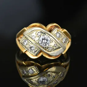 Vintage Retro 1/2 Carat Diamond Cocktail Ring in 14K Gold