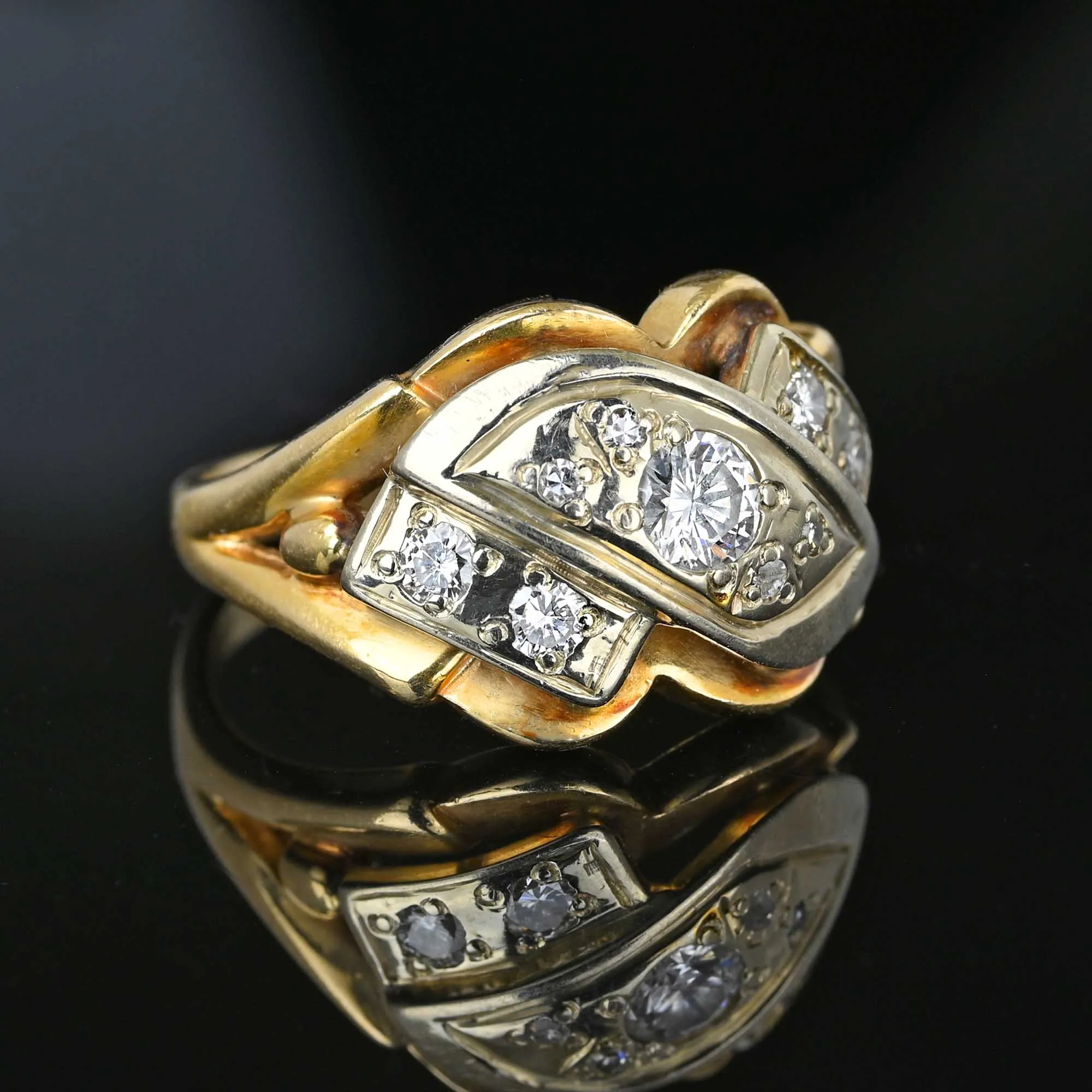 Vintage Retro 1/2 Carat Diamond Cocktail Ring in 14K Gold