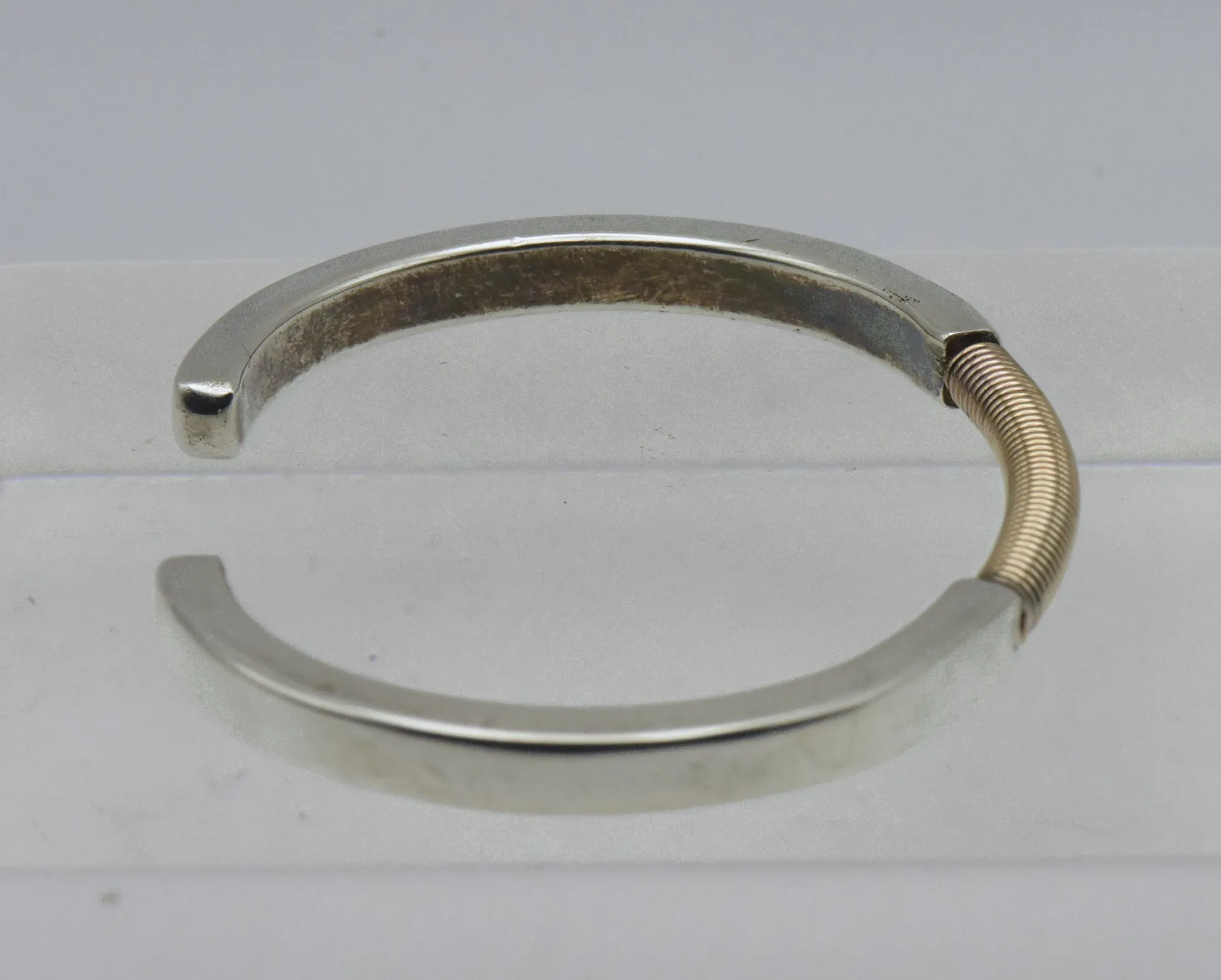 Vintage Sterling Silver and Gold Tone Modern Design Cuff Bracelet