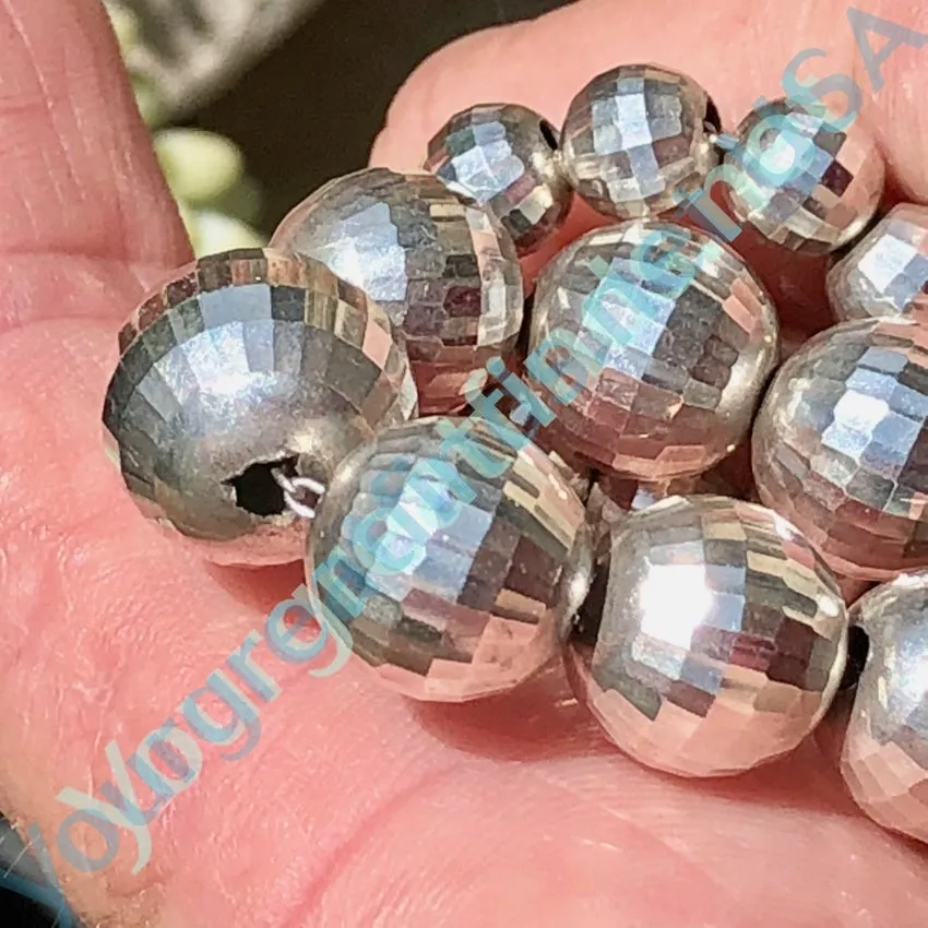 Vintage Sterling Silver Faceted Bead Necklace Silver Pearls
