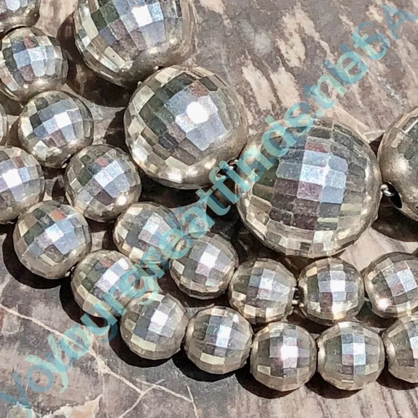Vintage Sterling Silver Faceted Bead Necklace Silver Pearls