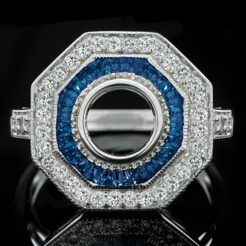 VINTAGE STYLE SEMI MOUNT SAPPHIRE DIAMOND ROUND SETTING RING COCKTAIL 14k TARGET