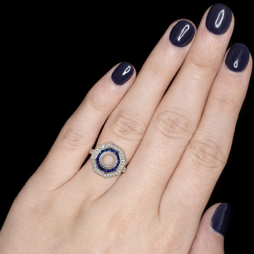 VINTAGE STYLE SEMI MOUNT SAPPHIRE DIAMOND ROUND SETTING RING COCKTAIL 14k TARGET