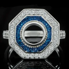 VINTAGE STYLE SEMI MOUNT SAPPHIRE DIAMOND ROUND SETTING RING COCKTAIL 14k TARGET