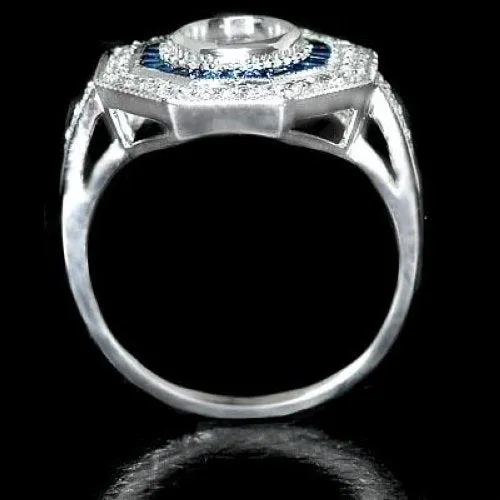 VINTAGE STYLE SEMI MOUNT SAPPHIRE DIAMOND ROUND SETTING RING COCKTAIL 14k TARGET