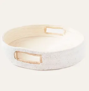 White Beaded Tray, large