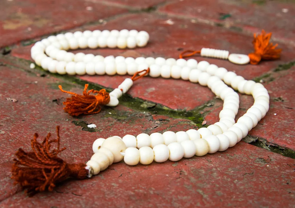 White Bone Prayer Mala with Counter