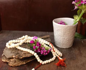 White Bone Prayer Mala with Counter