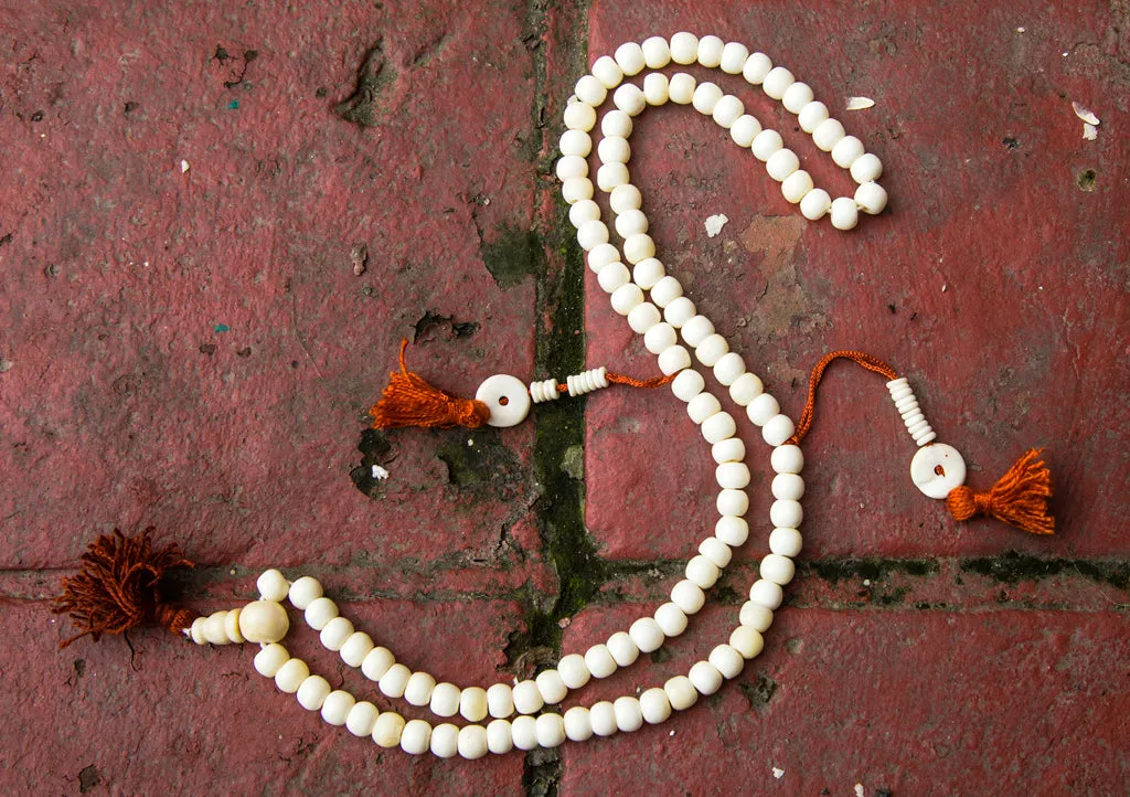 White Bone Prayer Mala with Counter