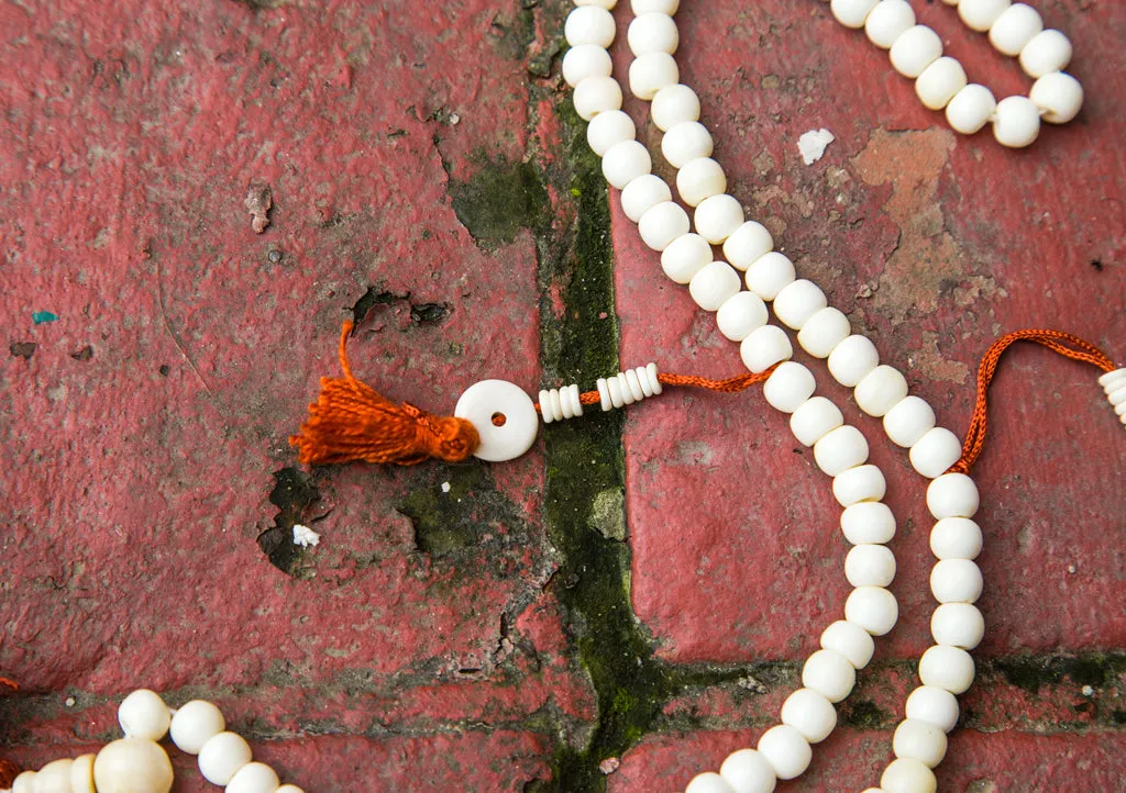 White Bone Prayer Mala with Counter