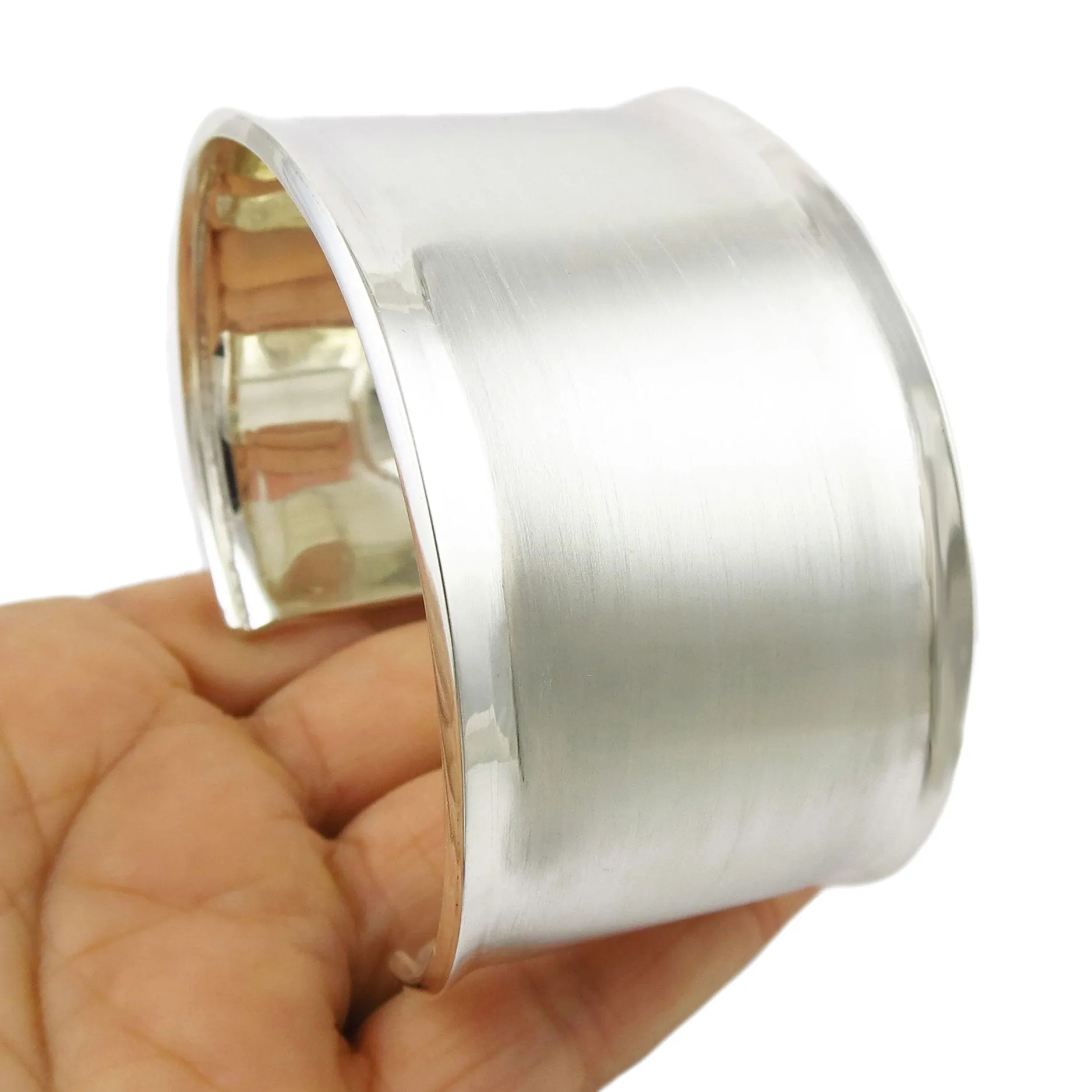 Wide Brushed Sterling Silver Bracelet Cuff