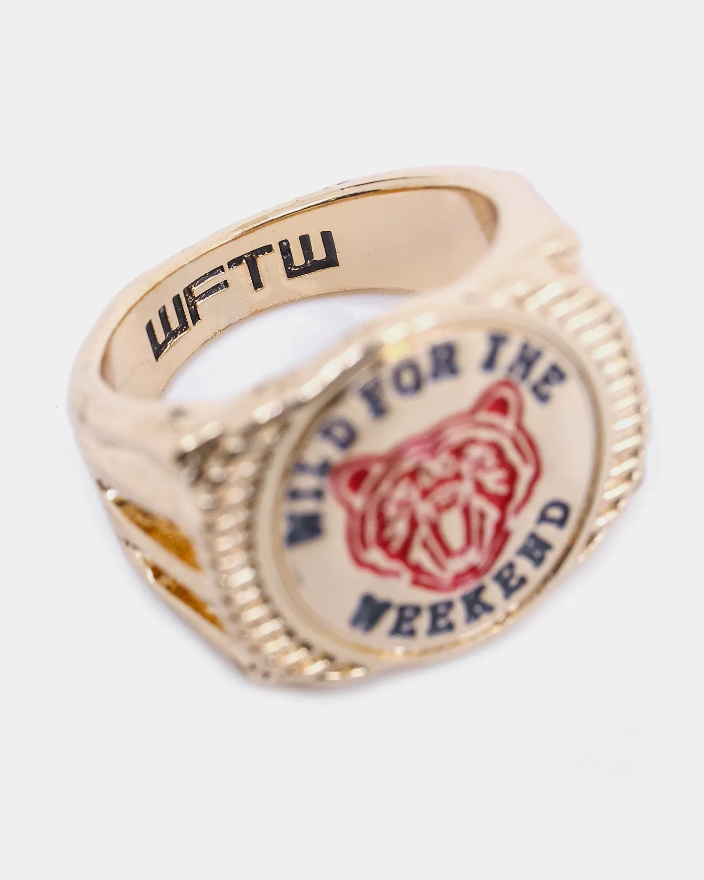 Wild For The Weekend Baller Bear Coin Signet Ring (Large) Gold