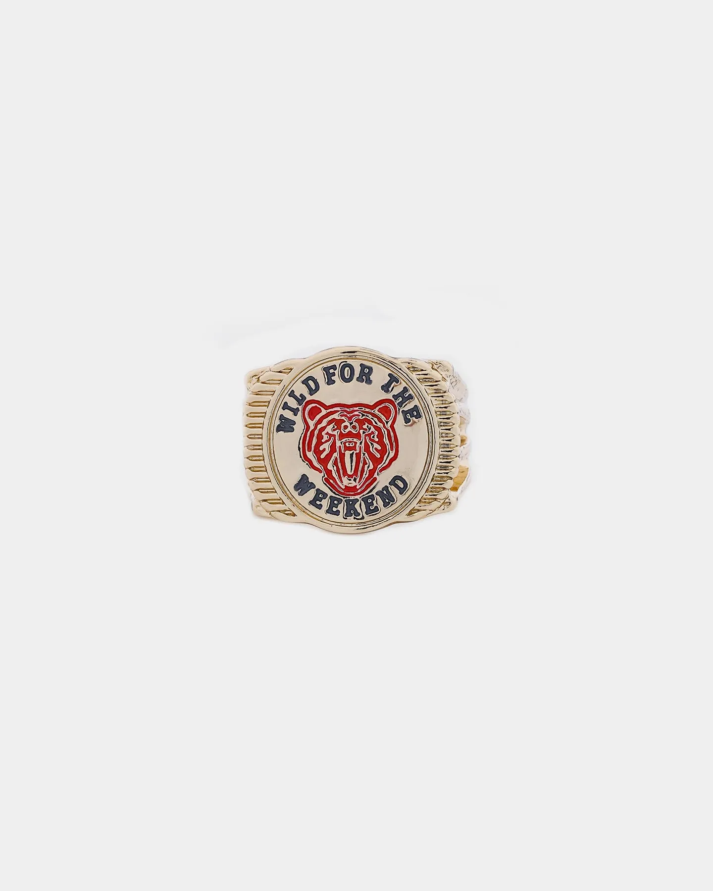 Wild For The Weekend Baller Bear Coin Signet Ring (Large) Gold