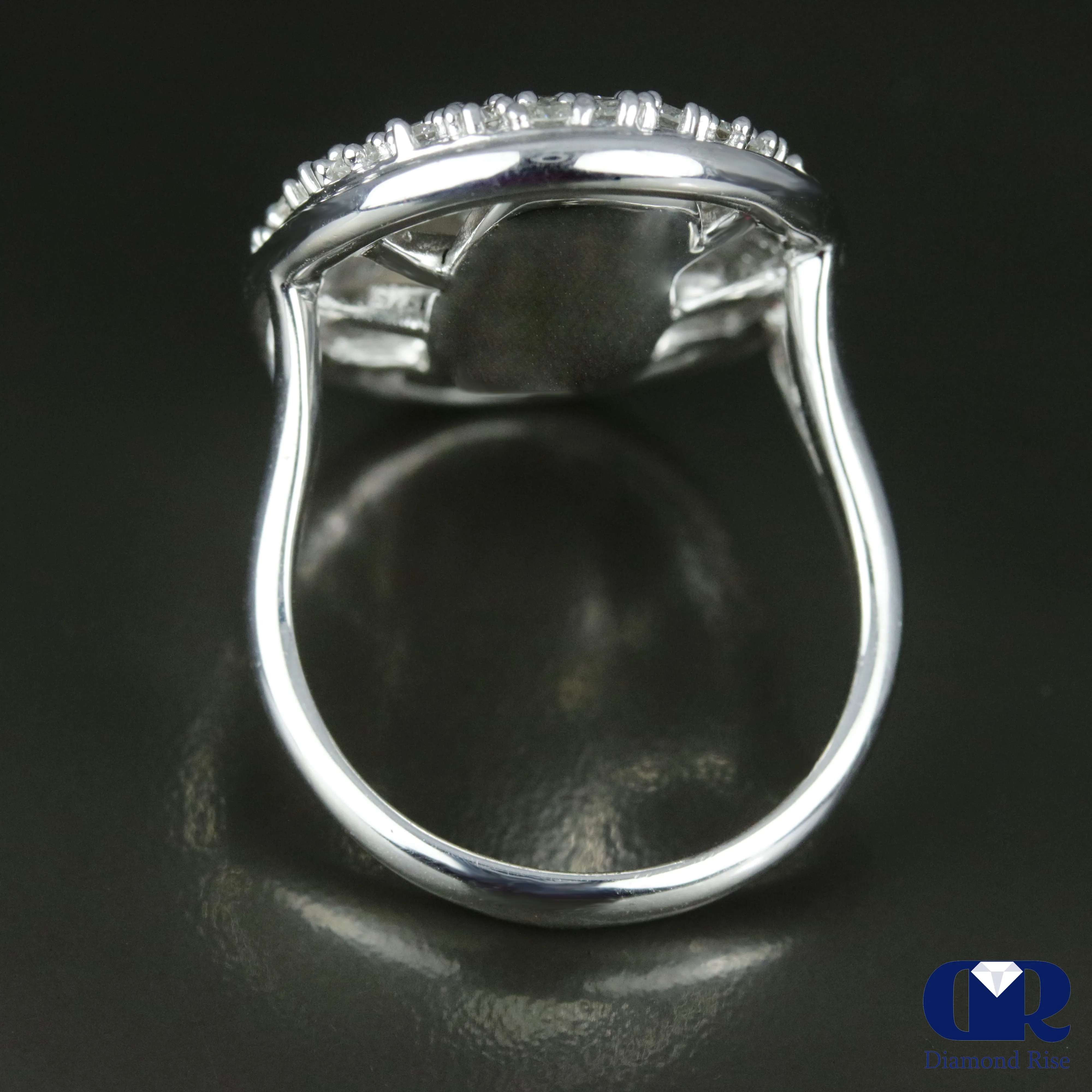 Women's Large Oval Shaped Diamond Cocktail Ring & Right Hand Ring In 14K White Gold